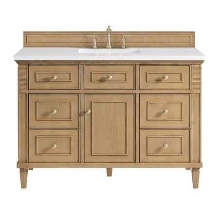 James Martin Vanities 48'' Single Vanity, Light Natural Oak w/ 3 CM White Zeus Quartz Top 424-V48-LNO-3WZ